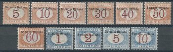 1909 Somalia segnatasse 11v. MNH Sassone n. 12/22
