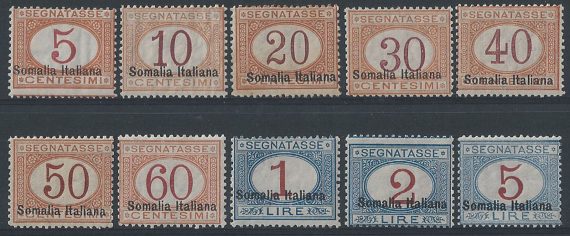 1920 Somalia segnatasse 10v. MNH Sassone n. 23/32