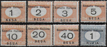 1923 Somalia Segnatasse 8v. MNH Sassone. n. 33/40