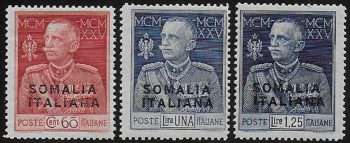 1925-26 Somalia Giubileo p. 13½ MNH Sassone n. 70/72
