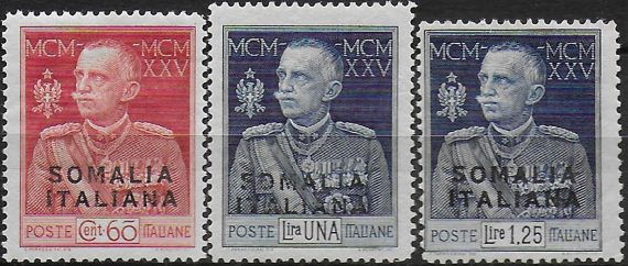 1925-26 Somalia Silver Jubilee p. 13½ MNH Sassone n. 70/72