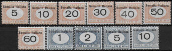 1926 Somalia segnatasse 11v. mc MNH Sassone n. 41/51