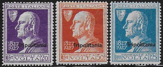 1927 Tripolitania Volta 3v. MNH Sassone n. 43/45