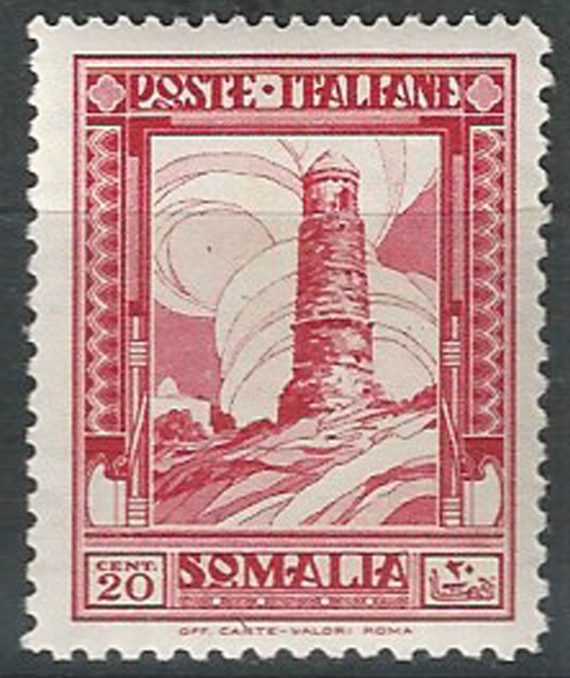 1932 Somalia tower Mnara 20c. carmine p. 14 at top MNH Sassone n. 171b