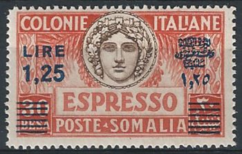 1940 Somalia Espresso Turrita L. 1,25 su 30b. MNH Sassone n. 8