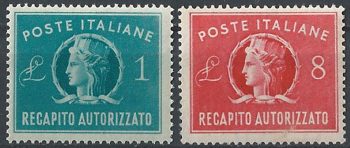 1947 Italia Turrita 2v. MNH Sass RA n. 8/9