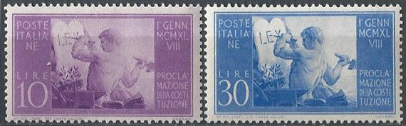 1948 Italia Costituzione MNH Sassone n. 578/79