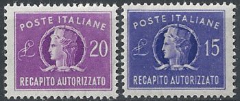 1949-52 Italia Turrita 2v. MNH Sass RA n. 10/11