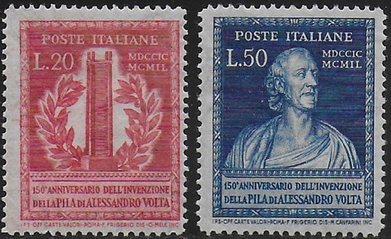1949 Italia A. Volta 2v. MNH Sassone n. 611/12