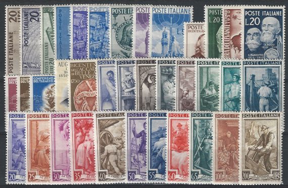 1950 Italia complete year 37v. MNH