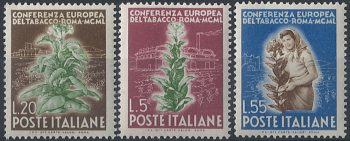 1950 talia conferenza Europea Tabacco MNH Sass n. 629/31