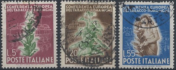 1950 Italia Tabacco 3v. US Sass. n. 629/31