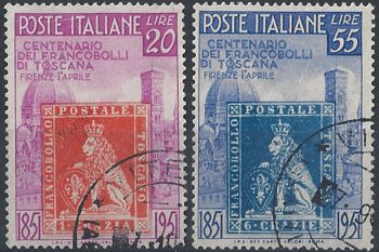 1951 Italia primi f.lli Toscana 2v. US Sass. n. 653/54