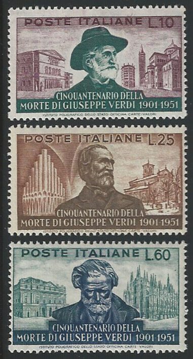1951 Italia Giuseppe Verdi 3v. MNH Sass. 677/79