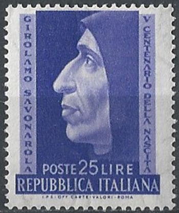1952 Italia Savonarola MNH Sassone n. 696