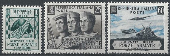 1952 Italia Forze Armate 3v MNH Sassone n. 699/701