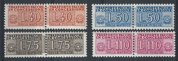 1953-55 Italia pacchi in concessione 4v. MNH Sassone n. 1/4