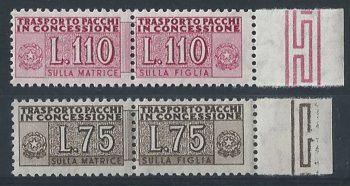 1955 Italia pacchi in concessione stelle II type bf MNH Sassone n. 9/I+12/I