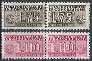 1955 Italia pacchi in concessione stelle MNH Sassone n. 9+12