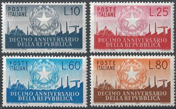 1956 Italia 10th Republic anniversary 4v. MNH Sassone 798/801