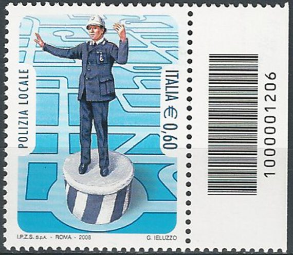 2008 Italia polizia locale codice a barre MNH Unif. 3112cb