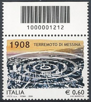 2008 Italia Terremoto di Messina codice a barre MNH Unif. 3118cb