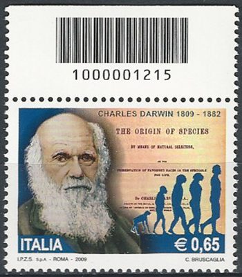 2009 Italia Charles Darwin codice a barre MNH Unif. 3123cb