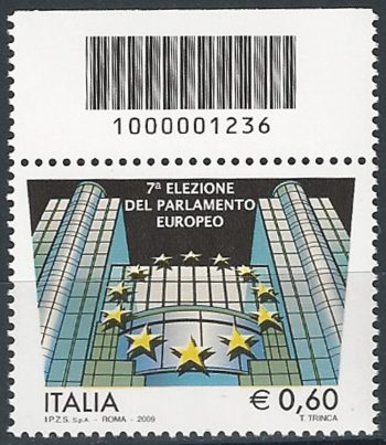 2009 Italia elezioni Parlamento UE codice a barre MNH Unif. 3139cb