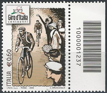 2009 Italia 100° Giro d'Italia codice a barre MNH Unif. 3141cb