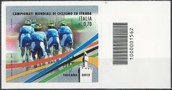 2013 Italia Ciclismo 0,70 azzurro codice a barre Unif. 3468cb