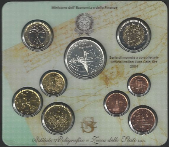 2004 Italia divisionale 9 monete FDC