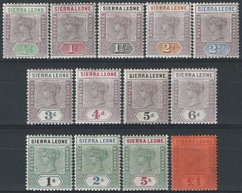 1896-97 Sierra Leone Vittoria 13v. MNH SG. n. 41/53