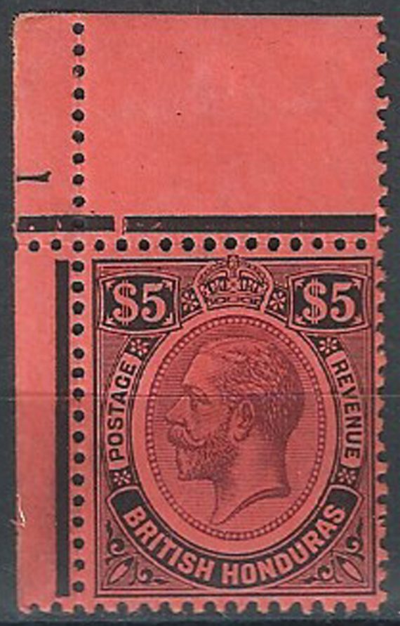1924 British Honduras 5$ purple and black-red af MNH SG n. 125