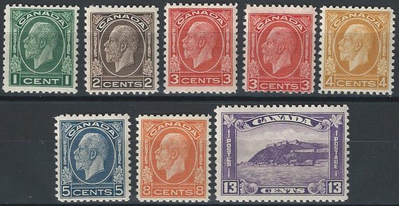 1932 Canada Giorgio V e Québec 8v. MNH SG n. 319/25+321b