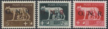 1943 Repubblica Sociale G.N.R. Brescia I spaziata bc MNH Sassone n. 470A/485A