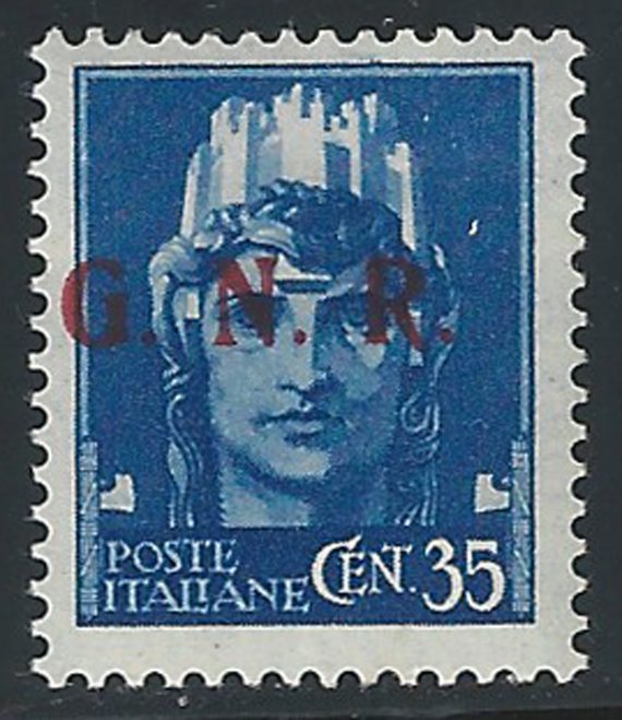 1943 Repubblica Sociale 35c. G.N.R. Brescia III var MNH Sassone n. 476/IIIg