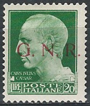 1943 Repubblica Sociale Lire 20 G.N.R. Brescia I MNH Sassone n. 487/I