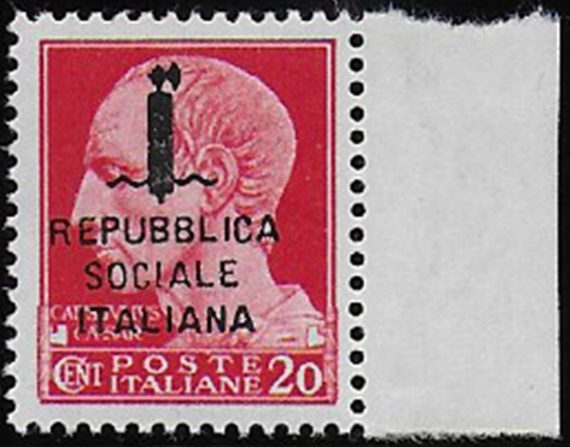 1944 Repubblica Sociale 20c. Giulio Cesare MNH Sassone n. 495/A