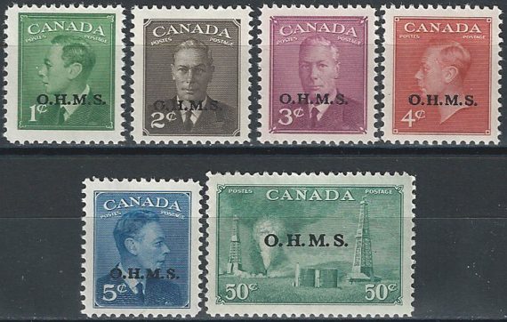 1949 Canada Official Stamps 6v MH SG n. O172/77