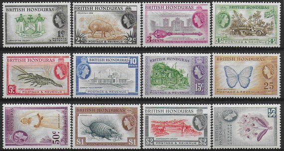 1953-62 British Honduras pittorica 12v. MNH SG n. 179/90