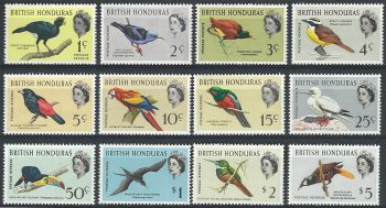 1962 British Honduras uccelli 12v. MNH SG n. 202/13