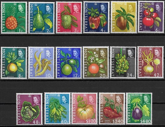 1965 Montserrat vegetables and plants 17v. MNH SG n. 160/76