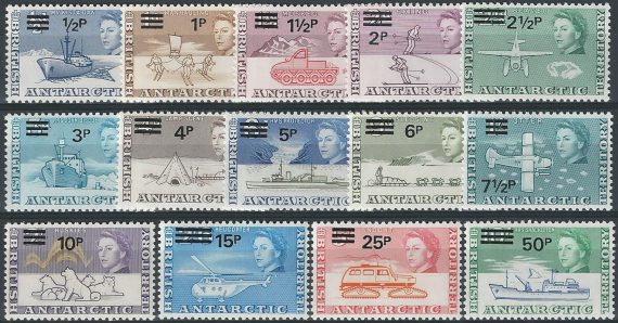 1971 British Antarctic new currency 14v. MNH SG n. 24/37