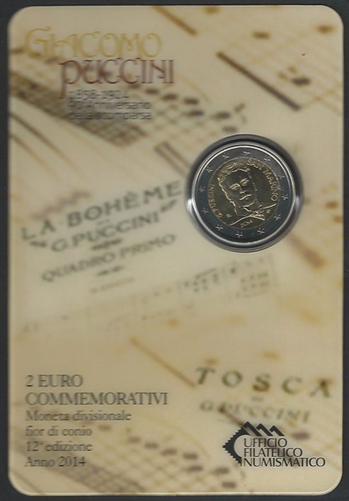 2014 San Marino € 2,00 Giacomo Puccini FDC