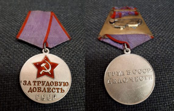 Russia CCCP Medaglia civile argento e smalti molto ben conservata