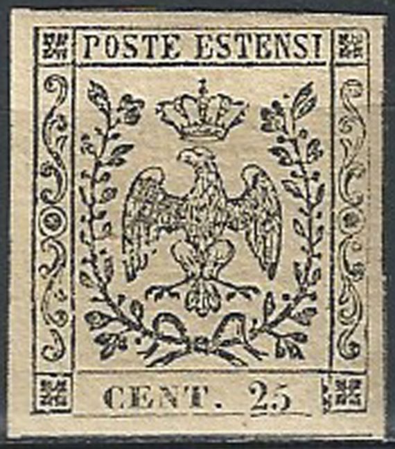 1852 Modena 25c. camoscio chiaro MNH Sassone 4