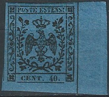 1852 Modena 40c. azzurro scuro af MNH Sassone 6