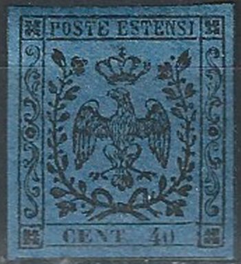 1852 Modena 40 cent. azzurro scuro MNH Sassone n. 6