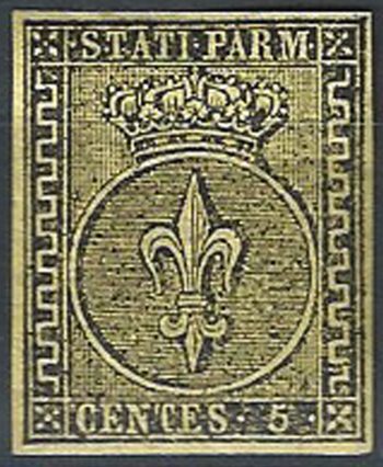 1852 Parma 5c. giallo arancio MNH Sassone 1