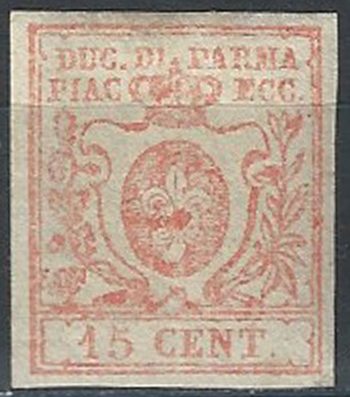 1857-59 Parma 15 cent. vermiglio MNH Sassone n. 9